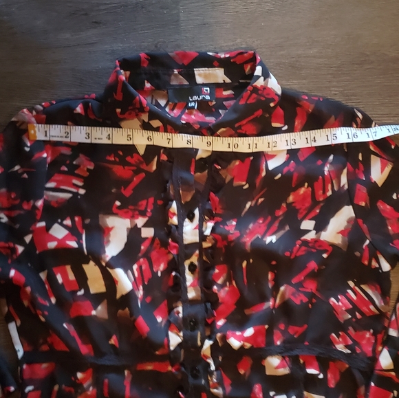 L, Red & Black with Lace & Ruffle Laura Blouse - Picture 7 of 11